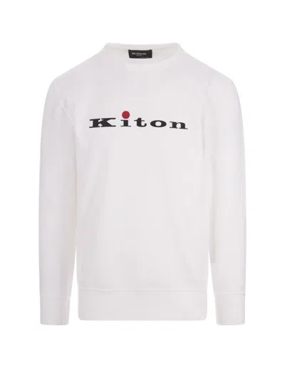 Kiton White Crew Neck Sweatshirt With Logo