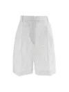 Kiton Embroidered Linen Bermuda Shorts Bermuda And Short White In White