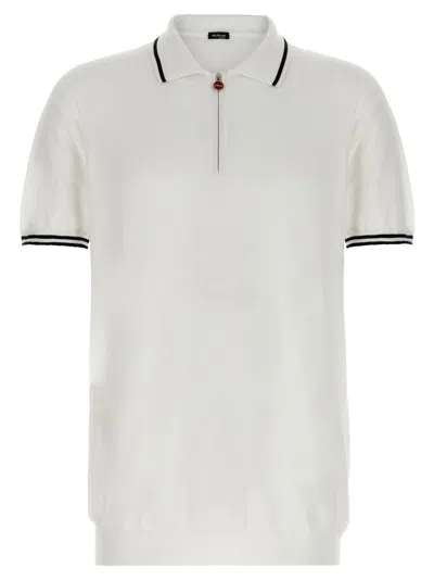KITON WHITE LOGO POLO
