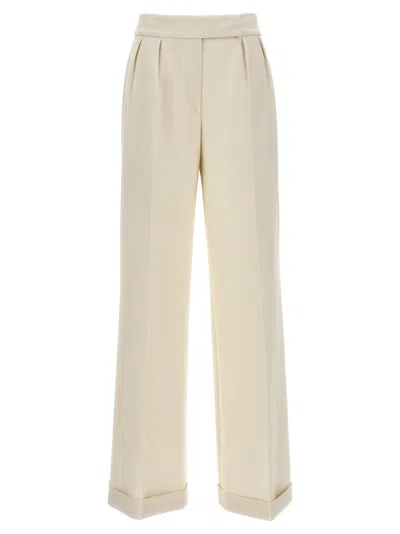Kiton Loose Leg Trousers Cuffed Hem In White