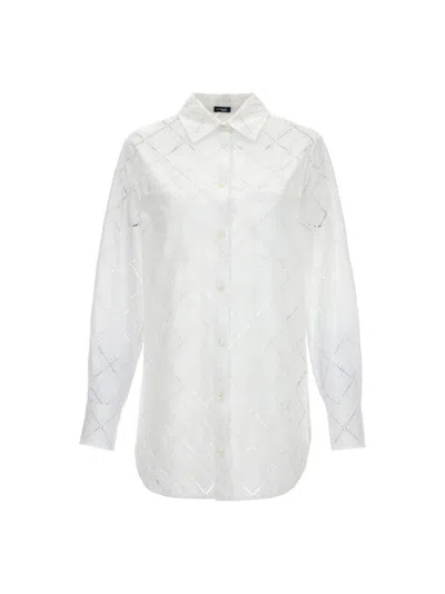 KITON WHITE PERFORATED SHIRT
