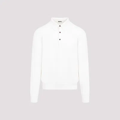 Kiton Cashmere Knit Polo Sweater In White