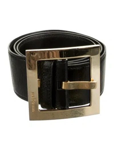 Pre-owned Kiton Wide Leather Waist Belt In Black