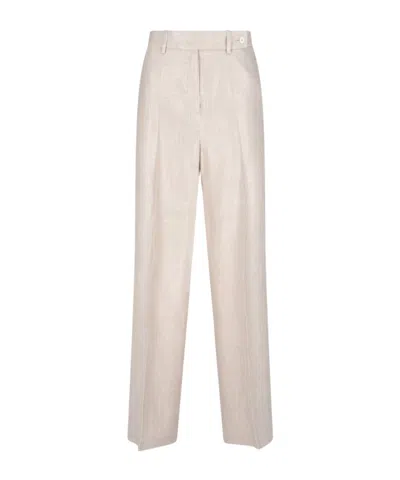Kiton Straight Trousers With Wide Leg In Beige