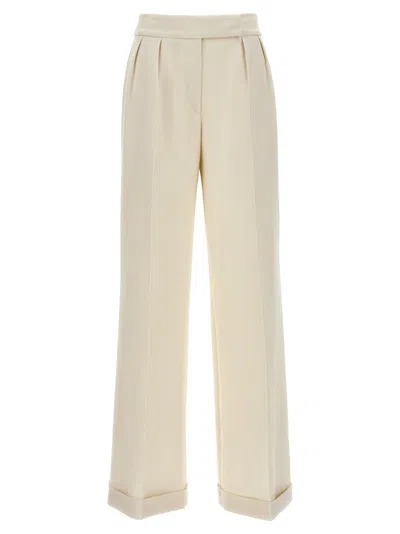 Kiton Loose Leg Trousers Cuffed Hem In White