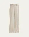 Kiton Metallic Crepe Straight-leg Trousers In Slvr