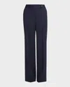 Kiton Virgin Wool Straight-leg Trousers In Navy