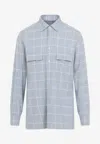 Kiton Check-pattern Flap-pocket Shirt In Blue