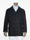 Kiton Windowpane Double Breasted Cashmere-silk Jacket In Black