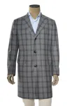 Kiton Windowpane Wool Button Down Overcoat In Gray
