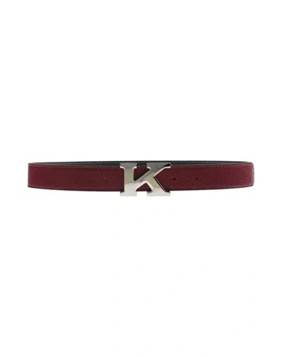Kiton Woman Belt Burgundy Size 28 Leather In Red