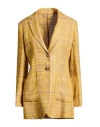 Kiton Woman Blazer Yellow Size 8 Linen, Viscose In Yellow