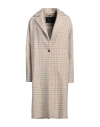 Kiton Woman Coat Beige Size 6 Virgin Wool, Polyamide In Beige