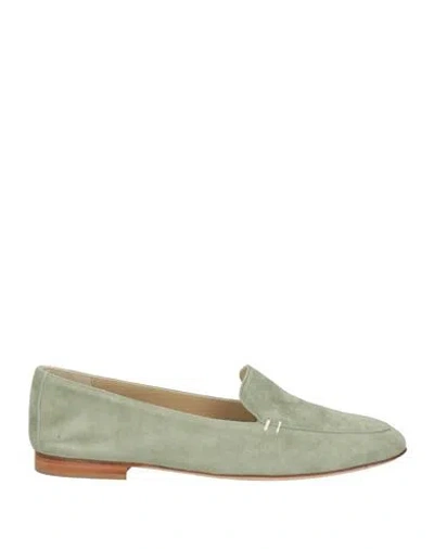 Kiton Woman Loafers Sage Green Size 9 Leather In Gray