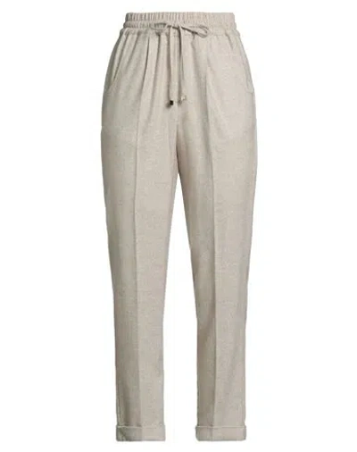 Kiton Woman Pants Beige Size 4 Wool, Silk, Elastane In Gray