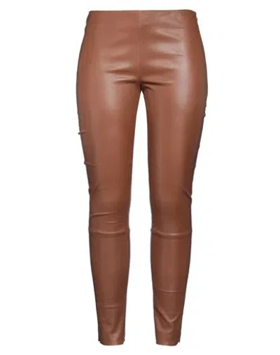 Kiton Woman Pants Brown Size 10 Lambskin