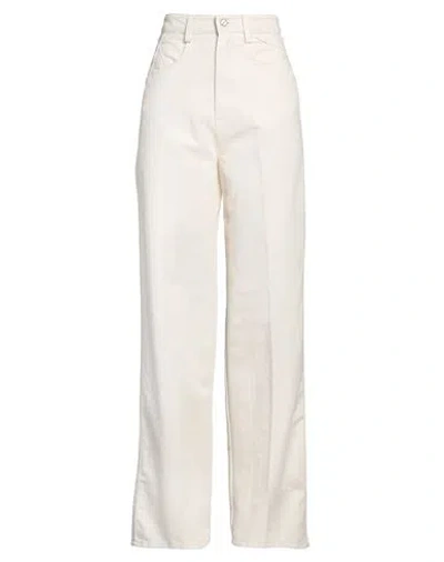 Kiton Woman Pants Cream Size 4 Cotton, Viscose In White