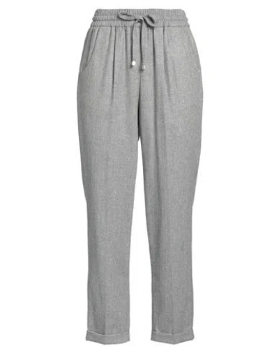 Kiton Woman Pants Grey Size 8 Cashmere, Polyamide, Elastane