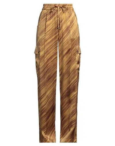 Kiton Woman Pants Marigold Size 8 Silk In Yellow