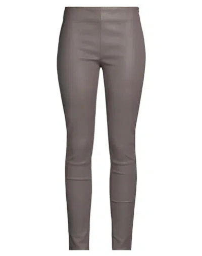 Kiton Woman Pants Taupe Size 12 Lambskin In Gray