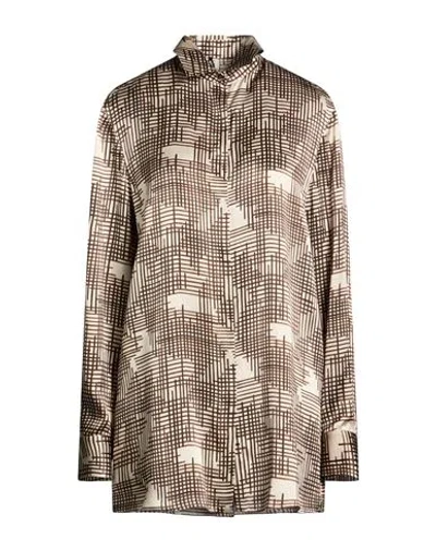 Kiton Woman Shirt Beige Size 16 Silk In Multi