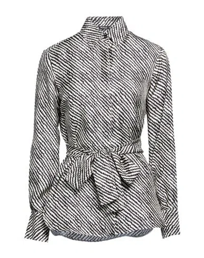 Kiton Woman Shirt Black Size 4 Silk In Gray