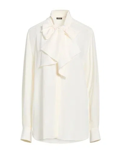 Kiton Woman Shirt Ivory Size 12 Silk In White