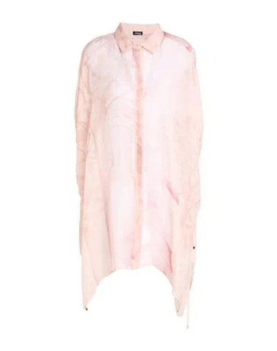 Kiton Woman Shirt Light Pink Size 14 Linen, Silk