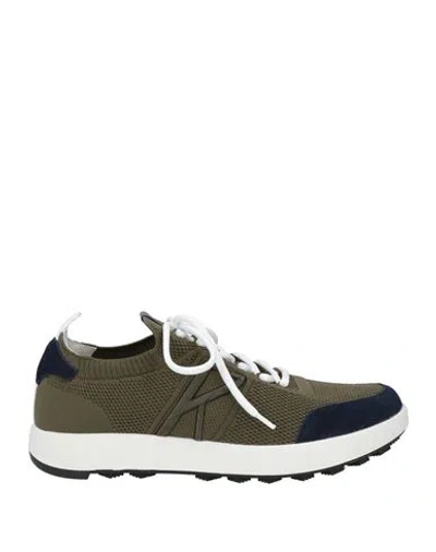 Kiton Woman Sneakers Military Green Size 9 Textile Fibers, Calfskin In Multi