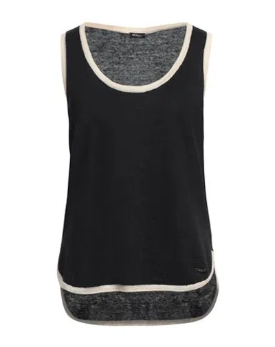 Kiton Woman Tank Top Charcoal Size 6 Linen, Cotton In Grey