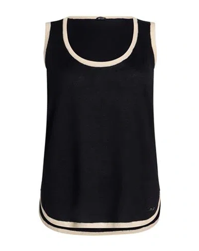 Kiton Woman Top Black Size 12 Linen, Cotton