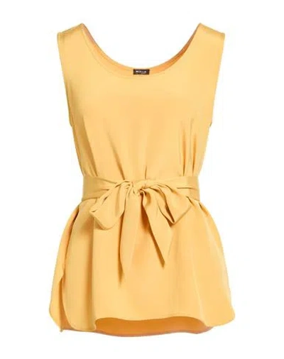 Kiton Woman Top Mustard Size 6 Silk, Elastane In Yellow