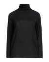 Kiton Woman Turtleneck Black Size 6 Cashmere, Silk In Blue