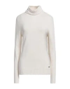 Kiton Woman Turtleneck Ivory Size 6 Cashmere In White