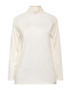 Kiton Woman Turtleneck Ivory Size 8 Cashmere, Silk In White
