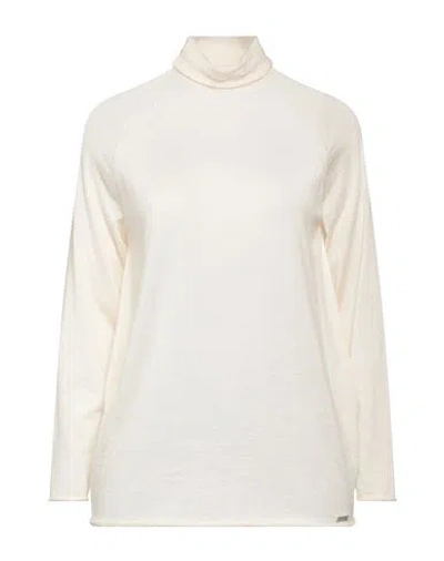 Kiton Woman Turtleneck Ivory Size 8 Cashmere, Silk In White