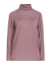 Kiton Woman Turtleneck Mauve Size 4 Cashmere, Silk In Purple