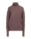 Kiton Woman Turtleneck Plum Size 4 Cashmere, Silk In Purple