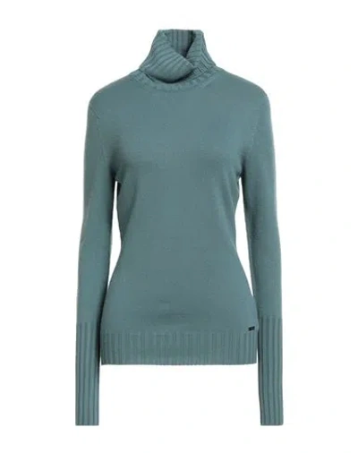 Kiton Woman Turtleneck Turquoise Size 10 Cashmere In Blue