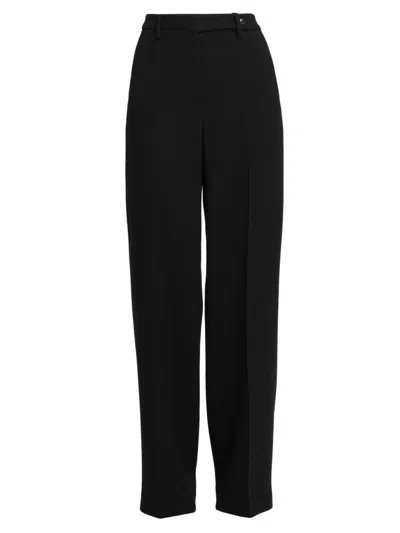 Kiton Women's Crepe Wide-leg Trousers In Black