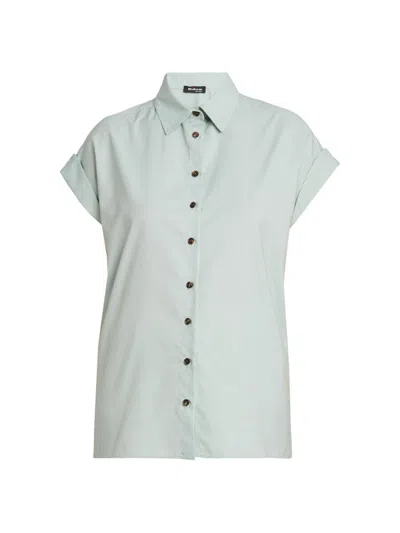 Kiton Women's Cuffed Silk-blend Shirt In Green