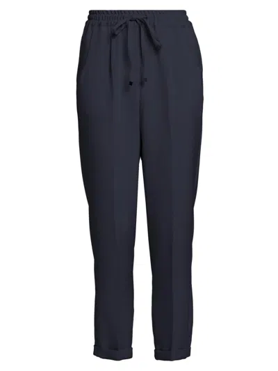 Kiton Women's Drawstring Stretch Silk Pants In Blue