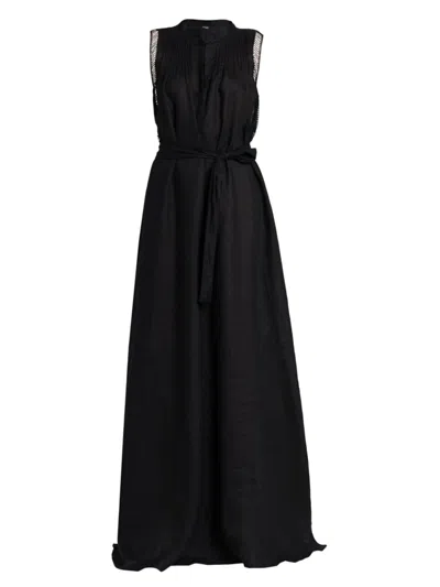Kiton Women's Flowy Linen Maxi Dress In Black