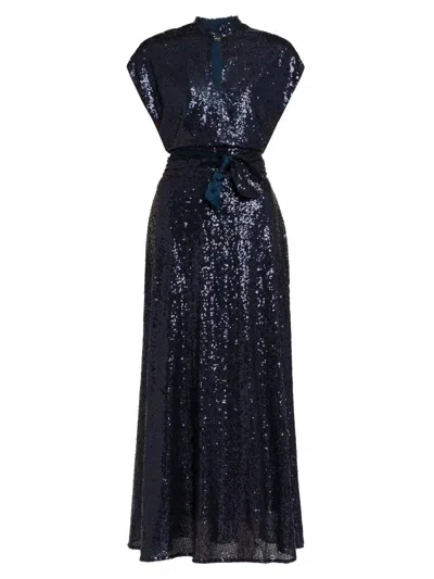 Kiton Women's Keyhole Sequin Midi-dress In Blue