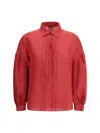 Kiton Pleated-front Linen Shirt In Gold