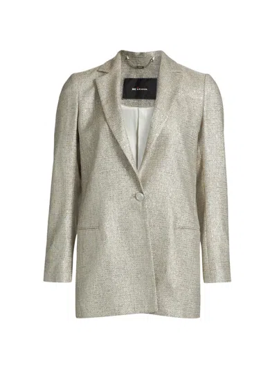 Kiton Women's Metallic Tweed One-button Blazer In Silver