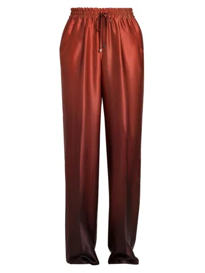 Kiton Women's Ombré Silk Drawstring Pants In Red