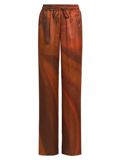 Kiton Women's Ombré Silk Drawstring Pants In Brown