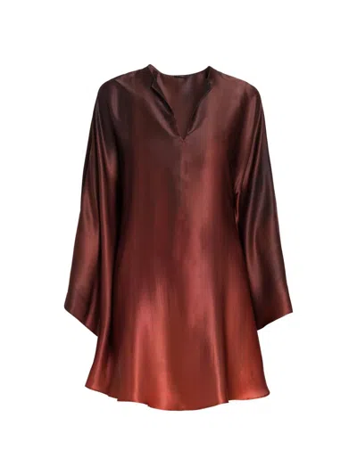 Kiton Women's Ombré Silk Oversized Caftan In Brown