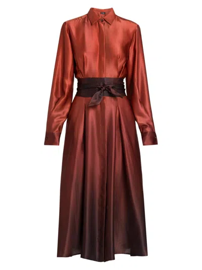 Kiton Women's Ombré Silk Tie-waist Shirtdress